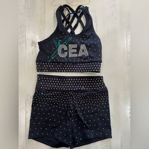 CEA Cheer Extreme Black Rhinestone Cheer shorts and sports bra